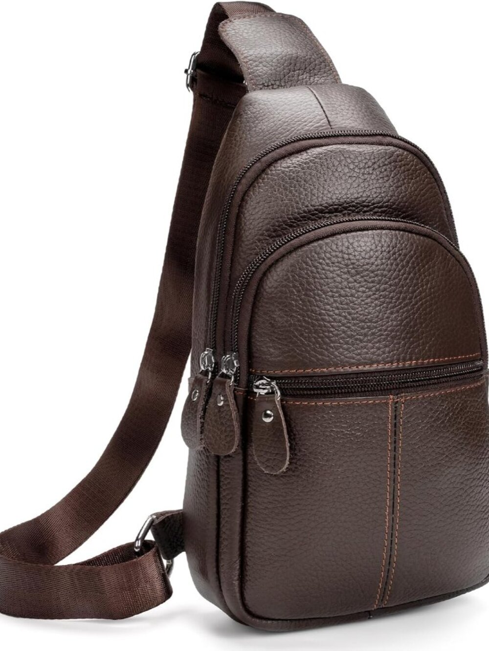 Genuine Leather Sling Crossbody Bag,Fashion Chest,Casual Shoulder Bag for Men Wo